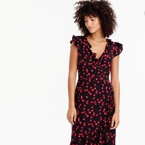 J. Crew Silk Faux Wrap Cherry Dress